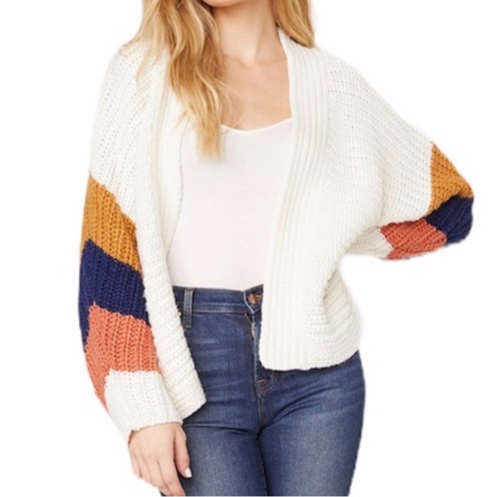 BB Dakota Block & Roll Cardigan in Off White Size Medium